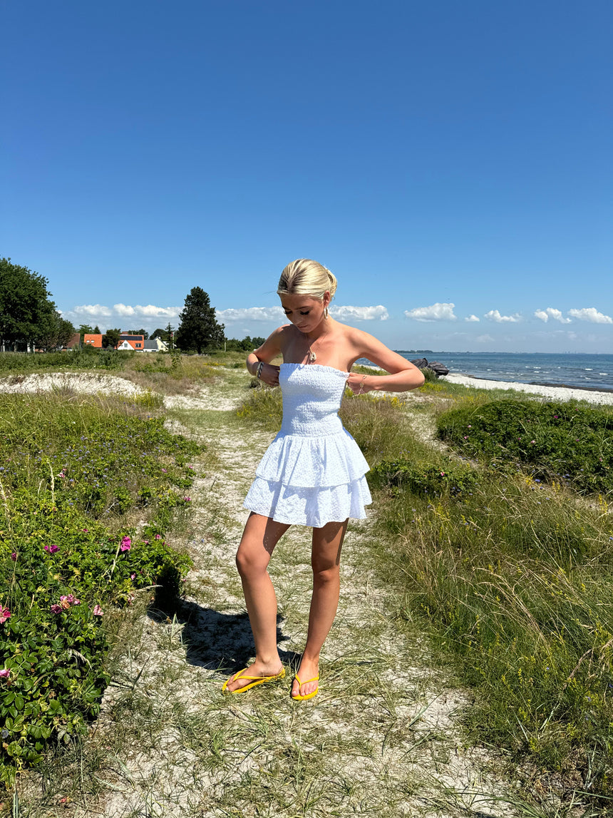 Lissy smock dress - White embroidery