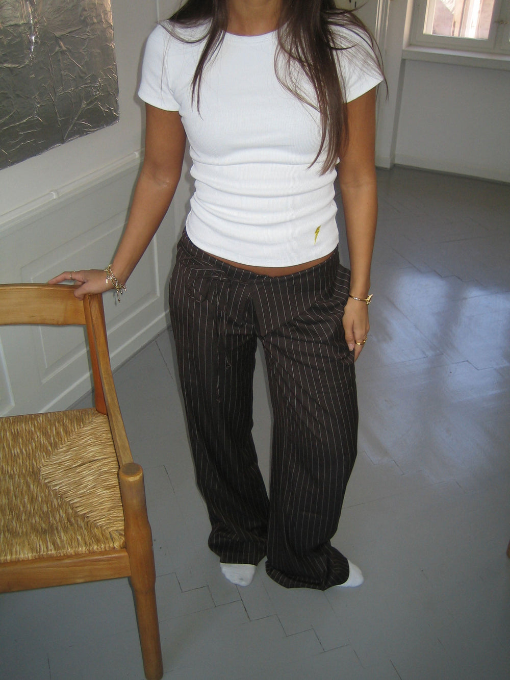 Avelina pants with tie belt - Brown