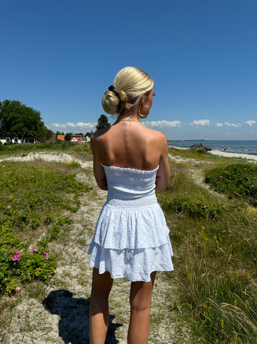 Lissy smock dress - White embroidery