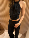 Frida halterneck top with open back - Black