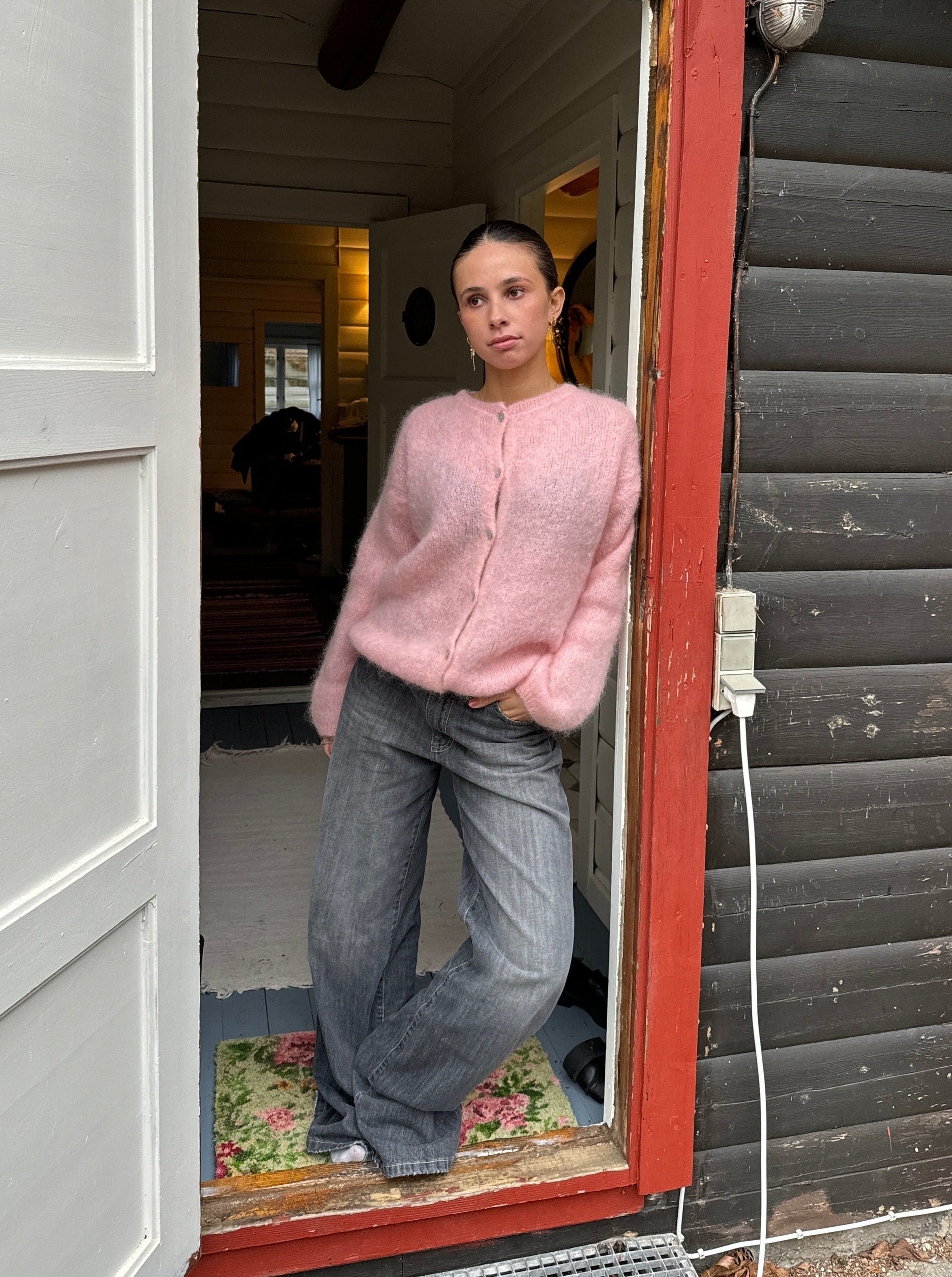 Jamilla mohair cardigan - pink – Designbysi.se
