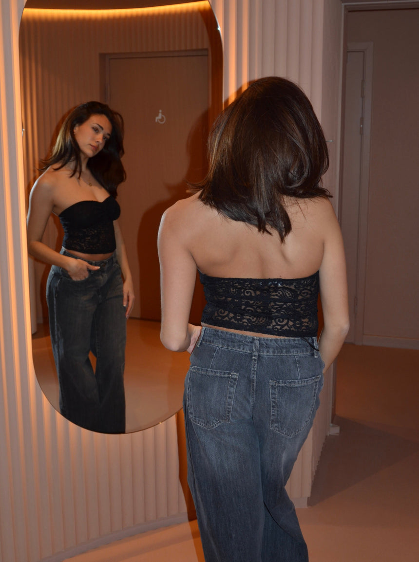 Nora lace bandeau top - Black