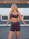 Layered sports bra with polka dots - Espresso/marshmallow