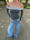 Maisy off shoulder blouse - Grey