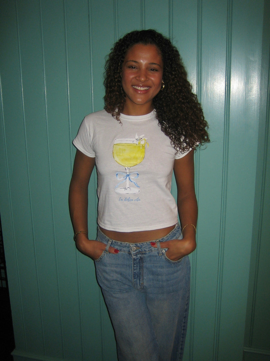 "La dolca vita" baby tee - White