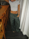 Olive jeans with details - Blue/green