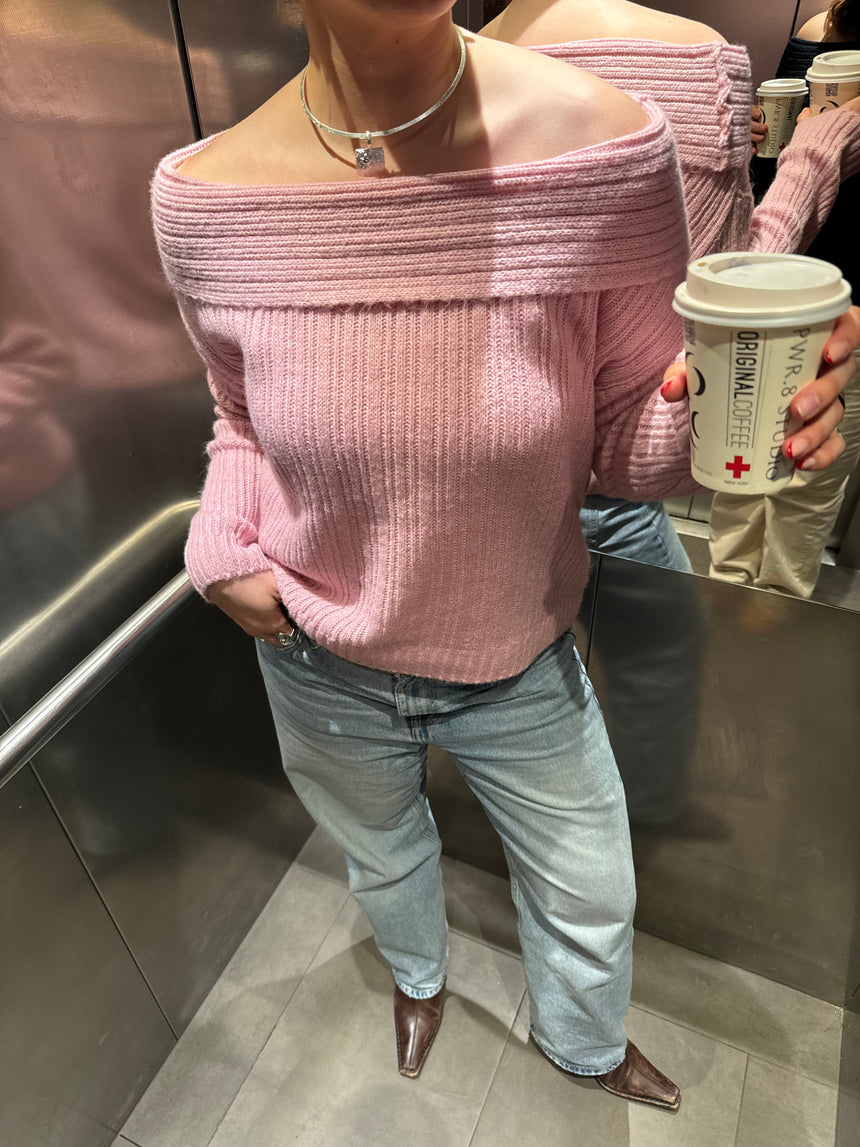 Elinor off shoulder knit - Pink