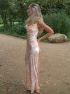 Charline satin dress - White/orange
