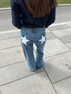 Star jeans with white stars - Light denim