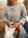 Gunilla knitted cardigan with tie details - Light grey