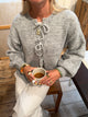 Gunilla knitted cardigan with tie details - Light grey