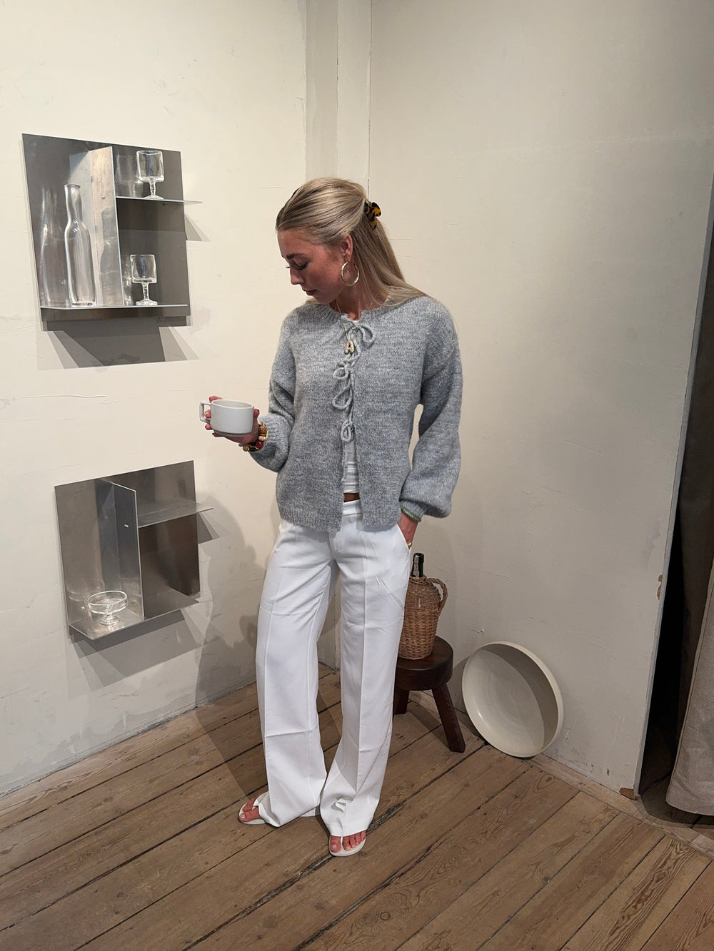 Britney low waisted suit pants - White