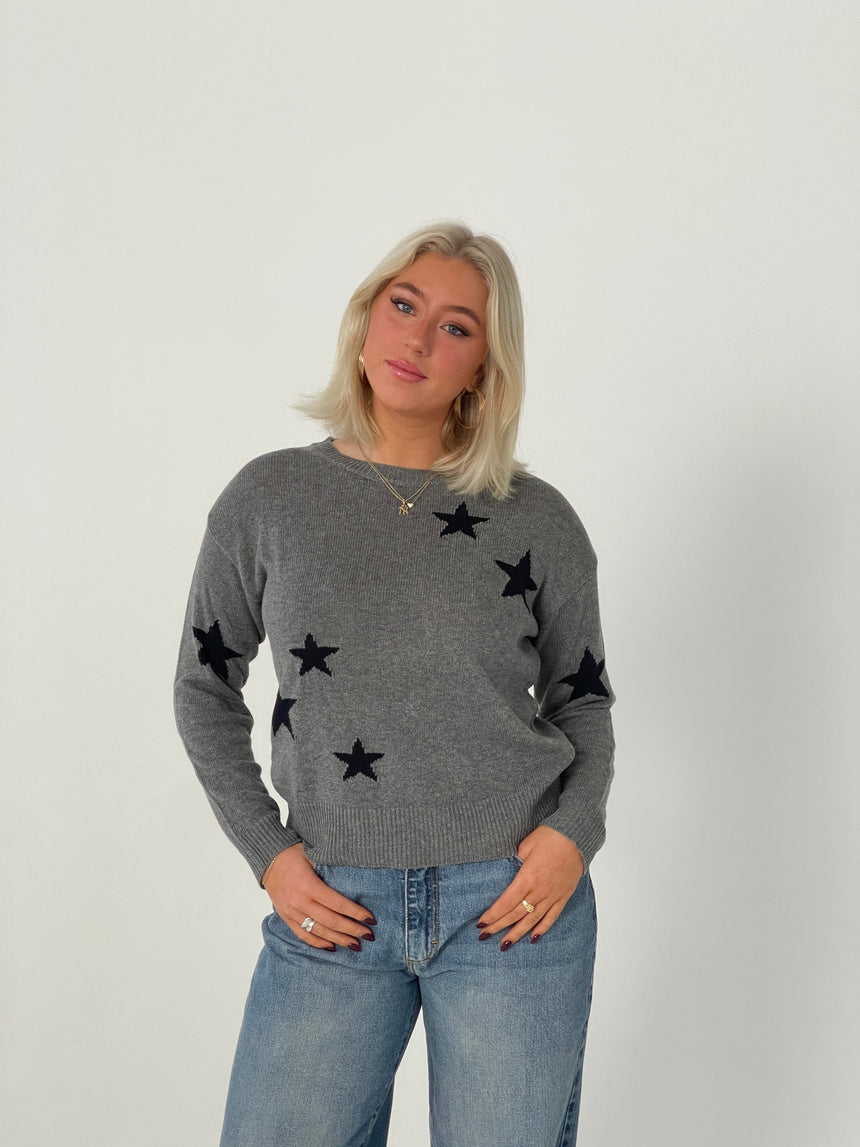 Ellery star pullover - Grey/Navy