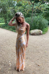 Charline satin dress - White/orange