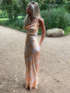 Charline satin dress - White/orange