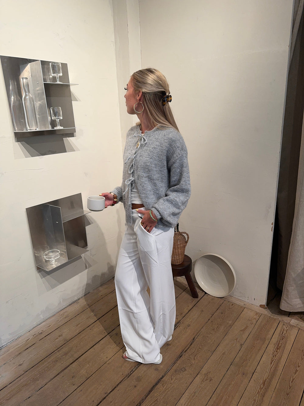 Britney low waisted suit pants - White