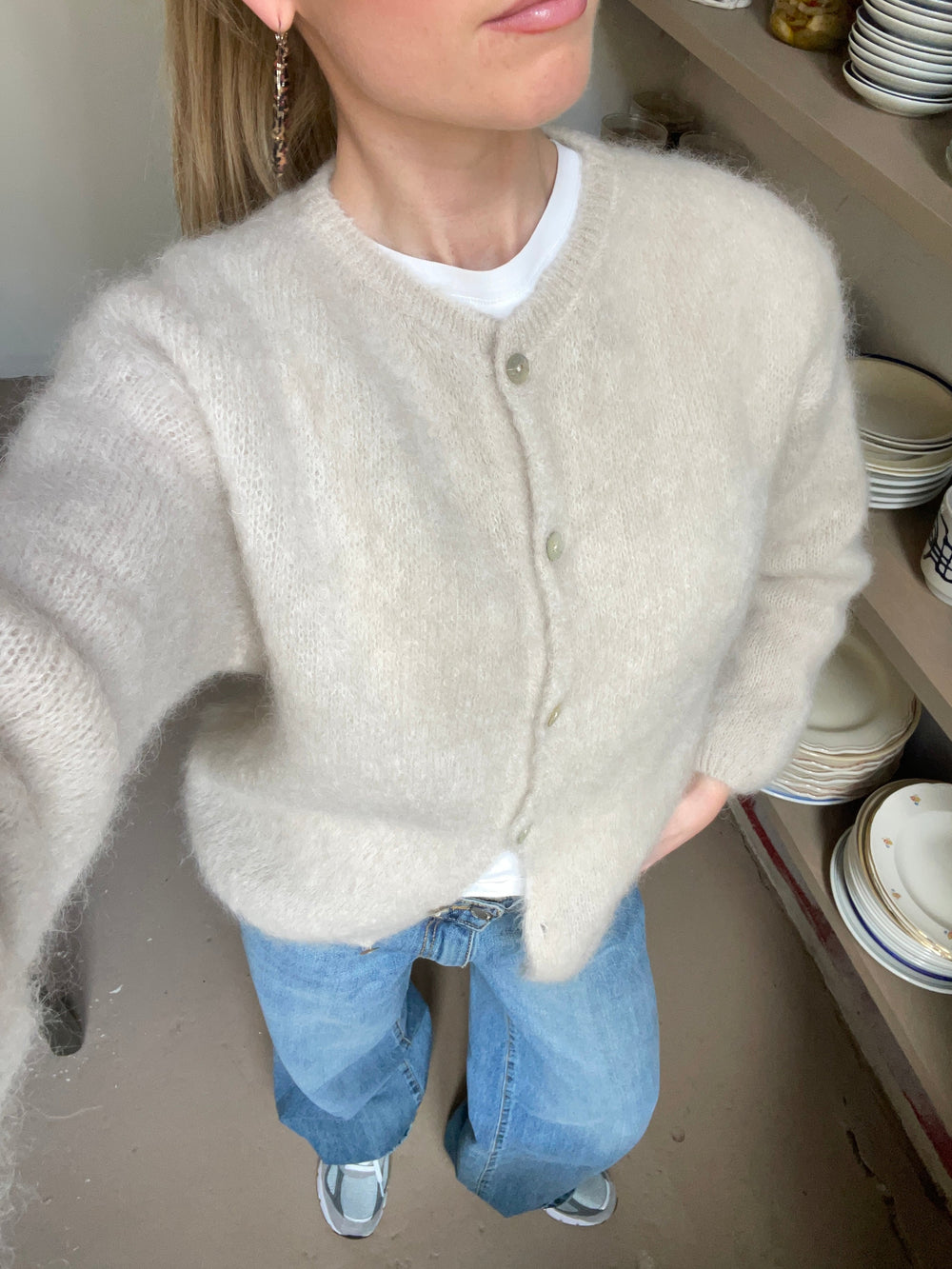 Jamilla mohair cardigan Beige –