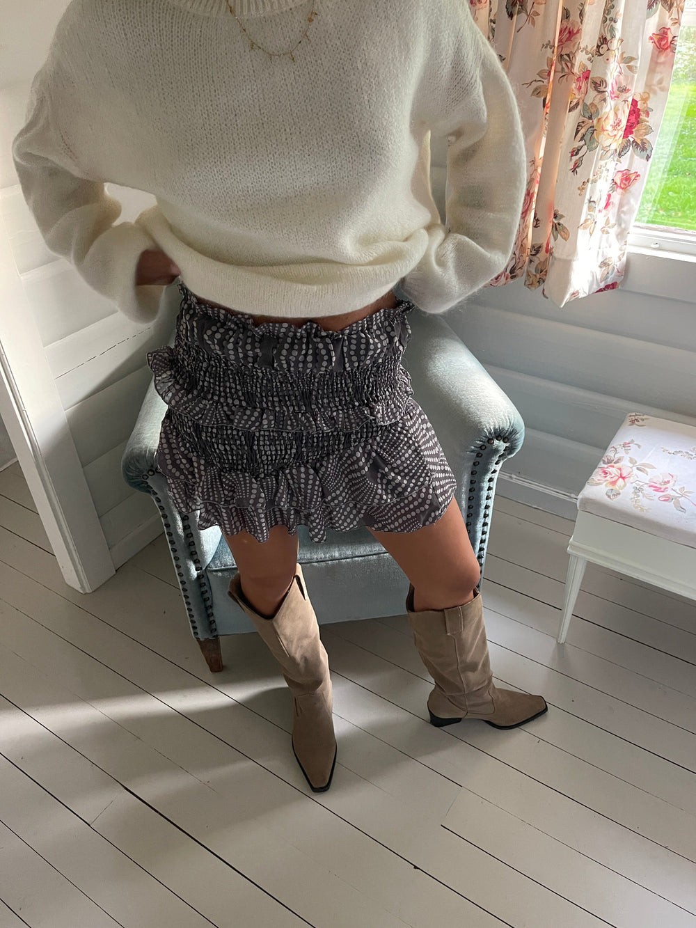 Floriza skirt - Grey/white