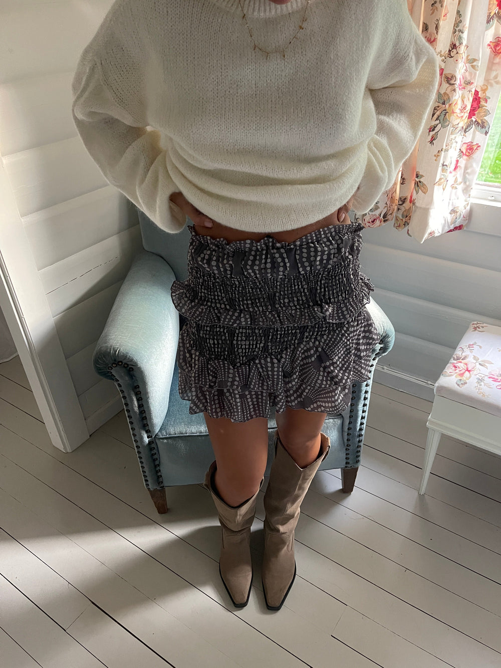 Floriza skirt - Grey/white