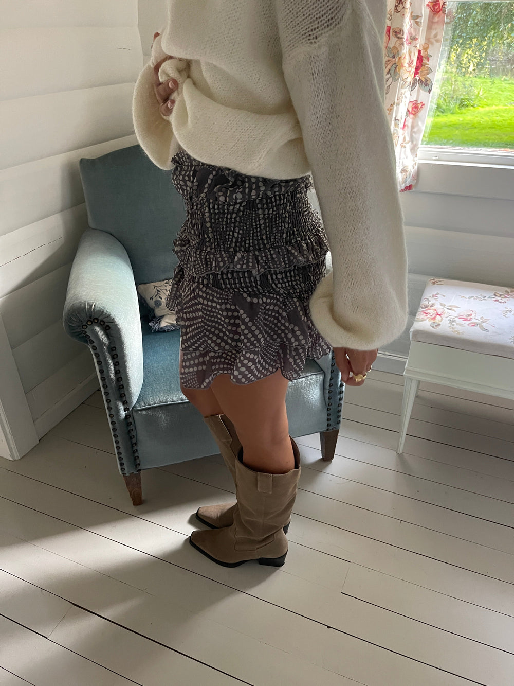 Floriza skirt - Grey/white