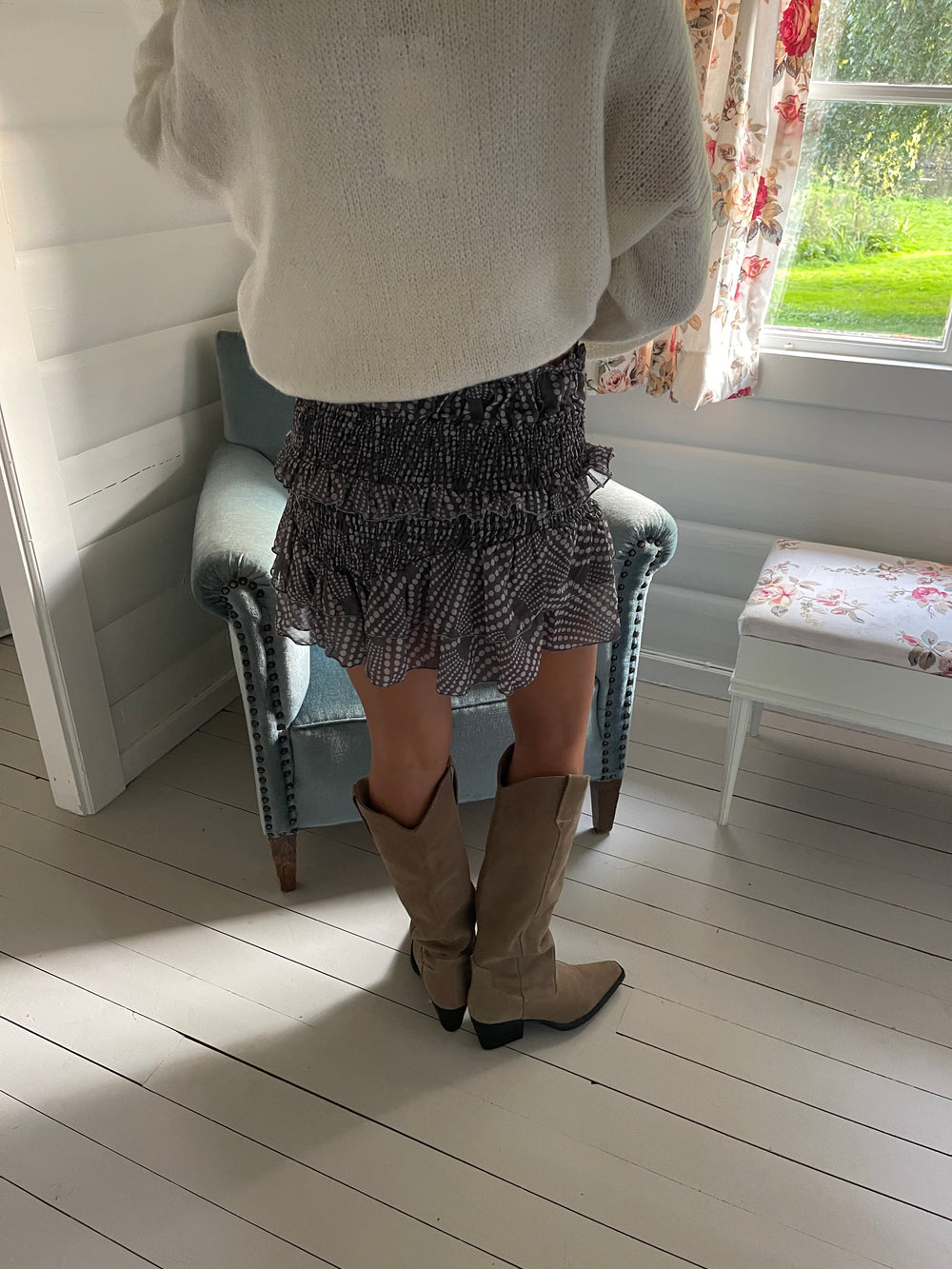 Floriza skirt - Grey/white