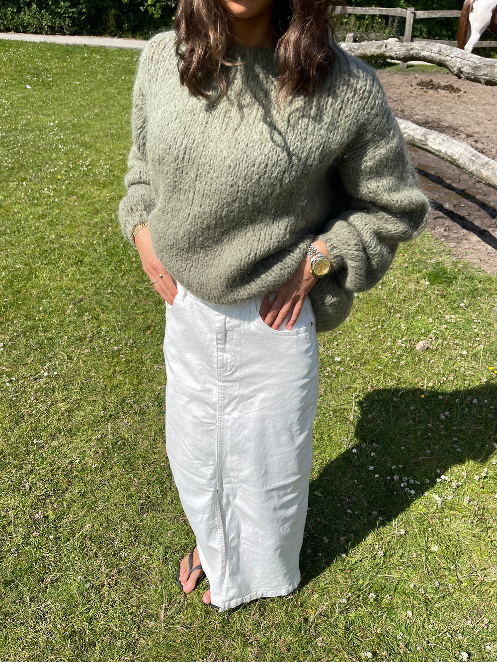 Mandalina denim skirt - White