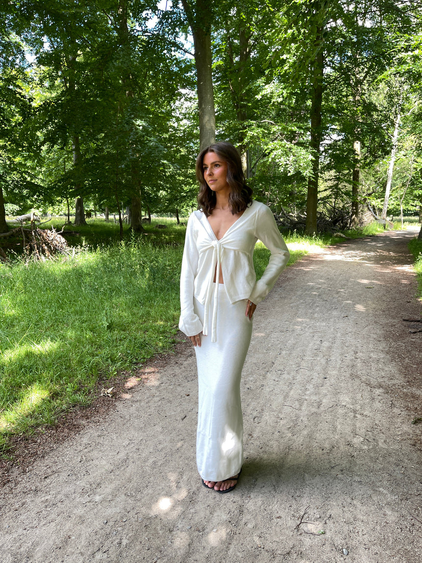 Ines knitted blouse with ties - White