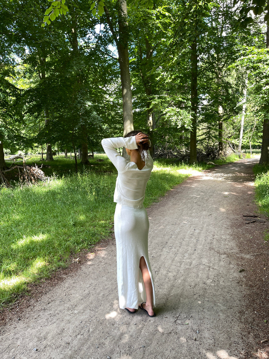 Ines knitted maxi skirt - White