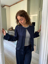 Callie satin cardigan - Navy