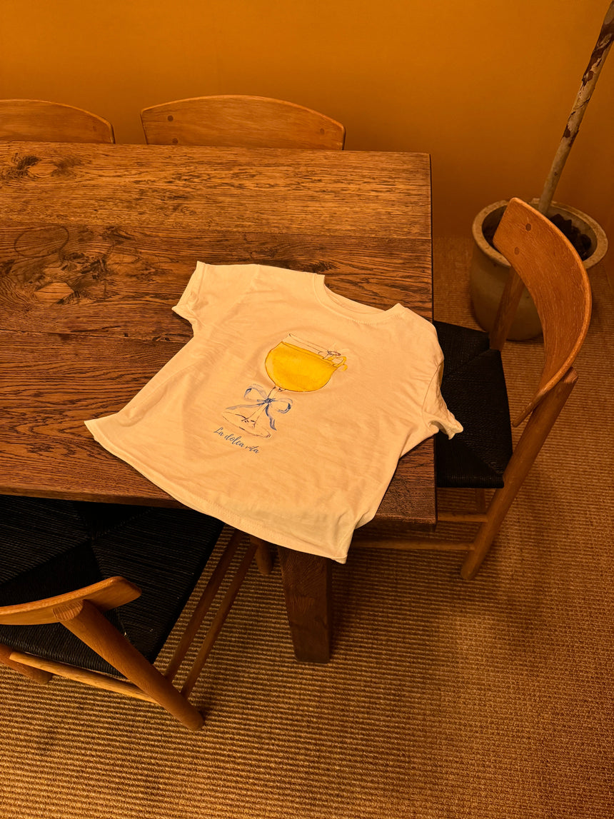 "La dolca vita" baby tee - White