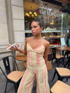 Mareno halterneck top with stripes - Yellow/pink/green