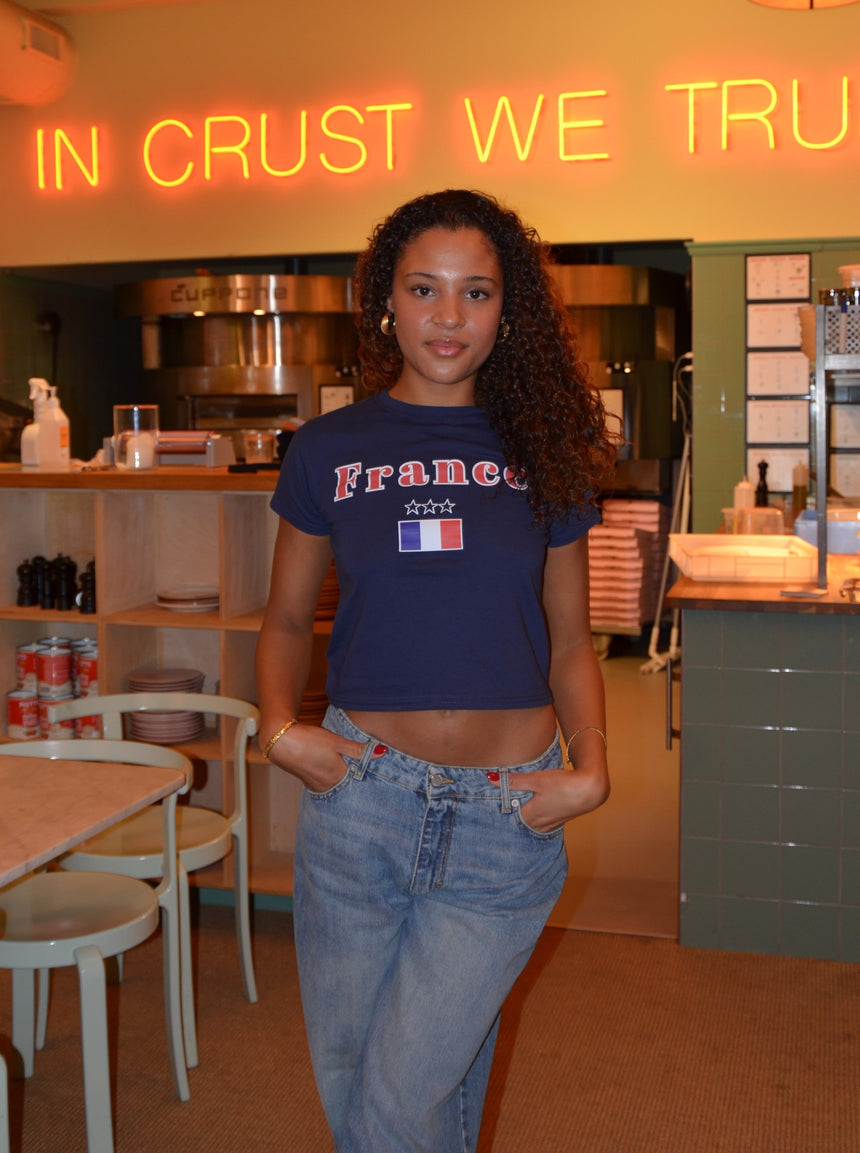"France" baby tee - Navy
