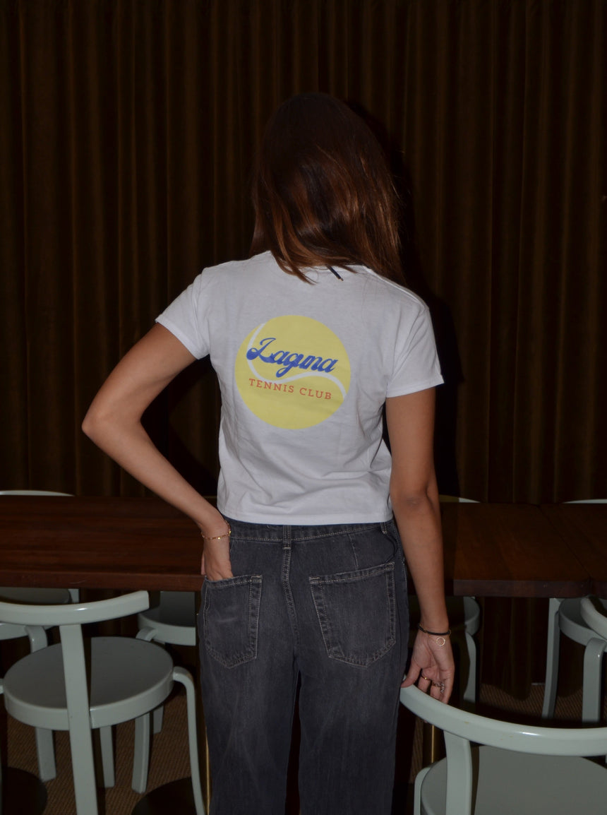"Laguna Tennis Club" baby tee - White