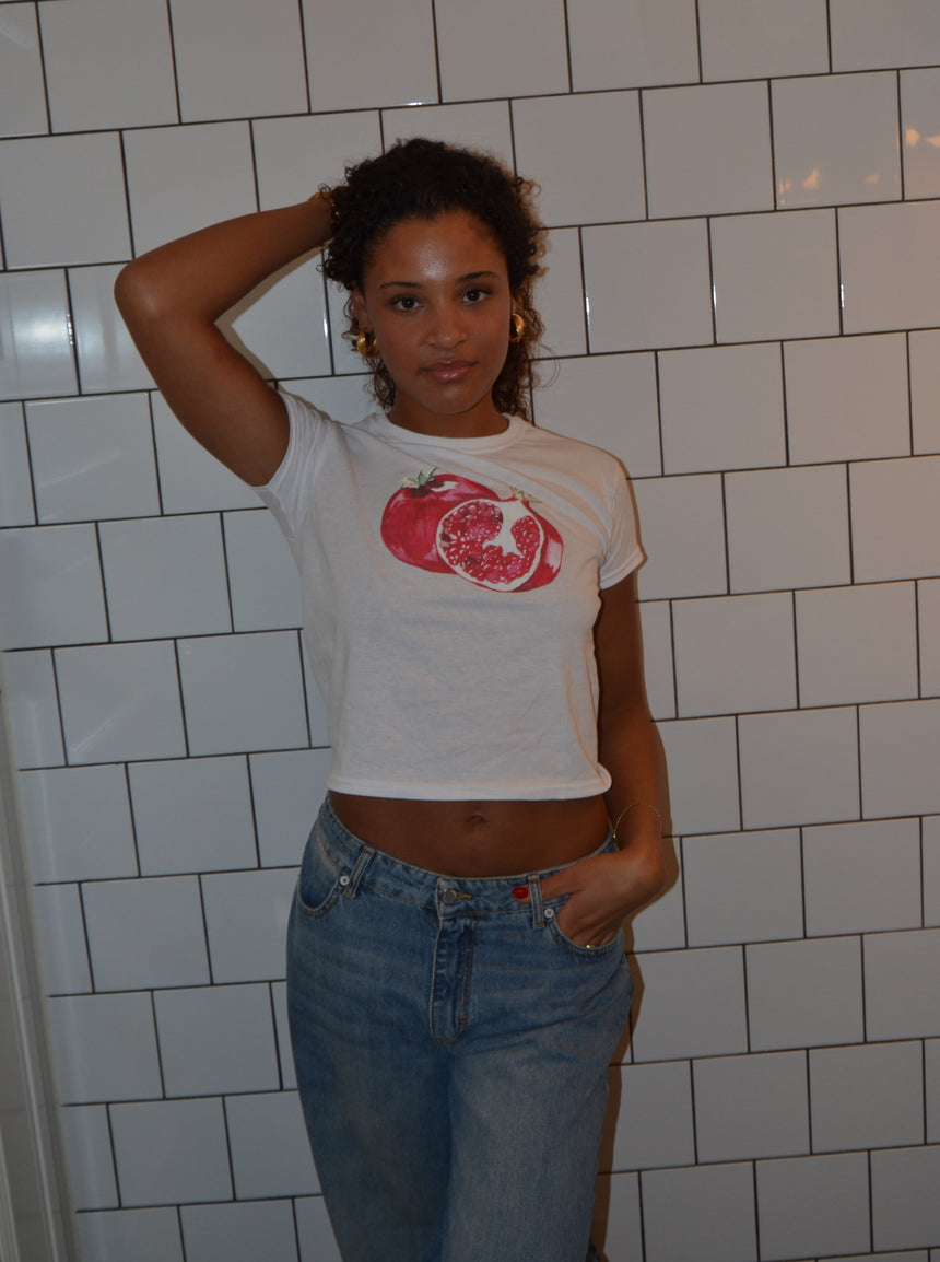 "Pomegranate" baby tee - White