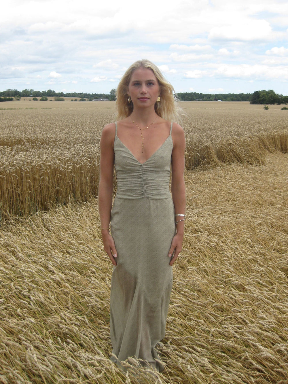 Lilje dress with pattern - Sage green