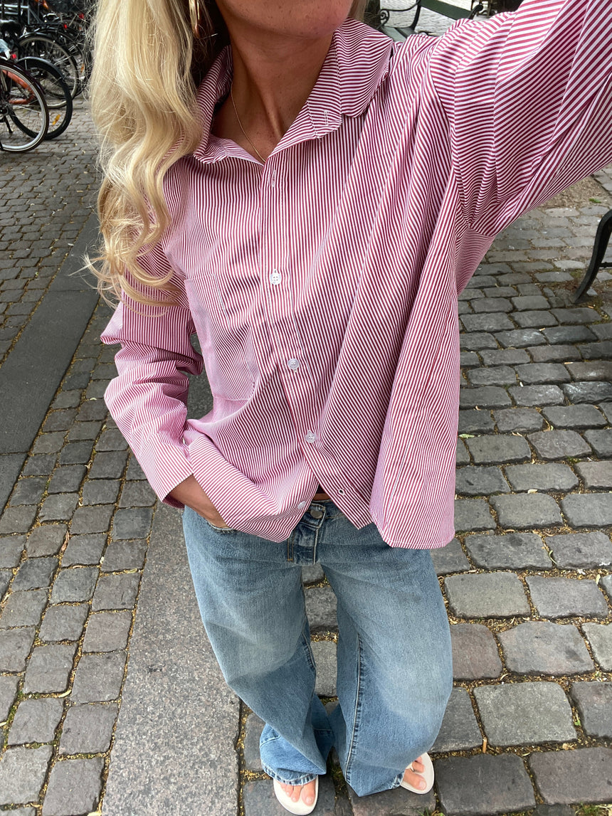 Kendall button shirt with stripes - Red/white