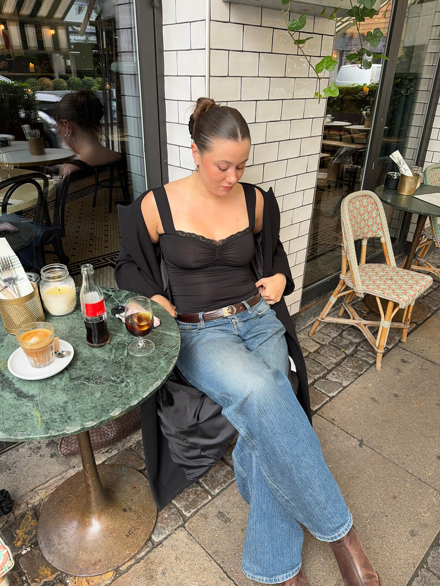 Mandaline tank top with lace detail - Black