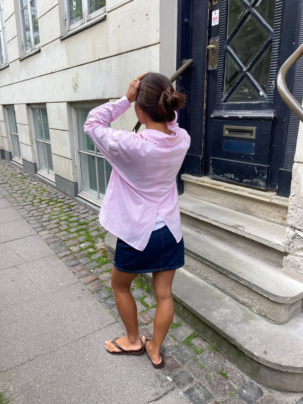 Kendall button shirt with stripes - Pink/white