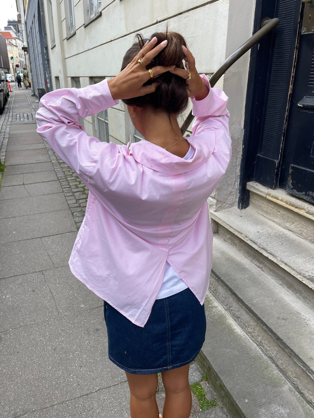 Kendall button shirt with stripes - Pink/white