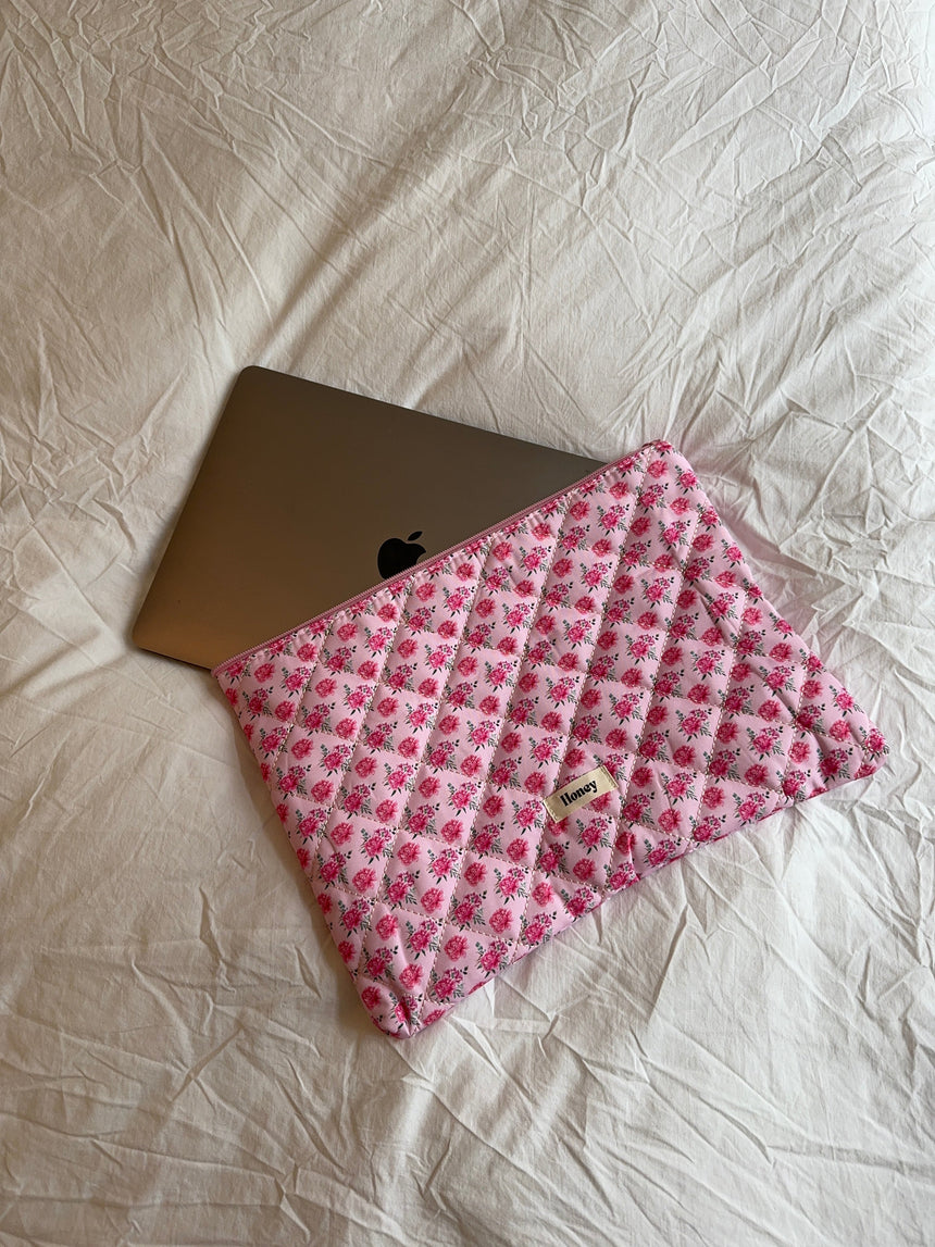 Honey computer sleeve - Pink with pink roses