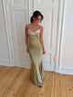 Vera satin dress -  Olive green/light pink