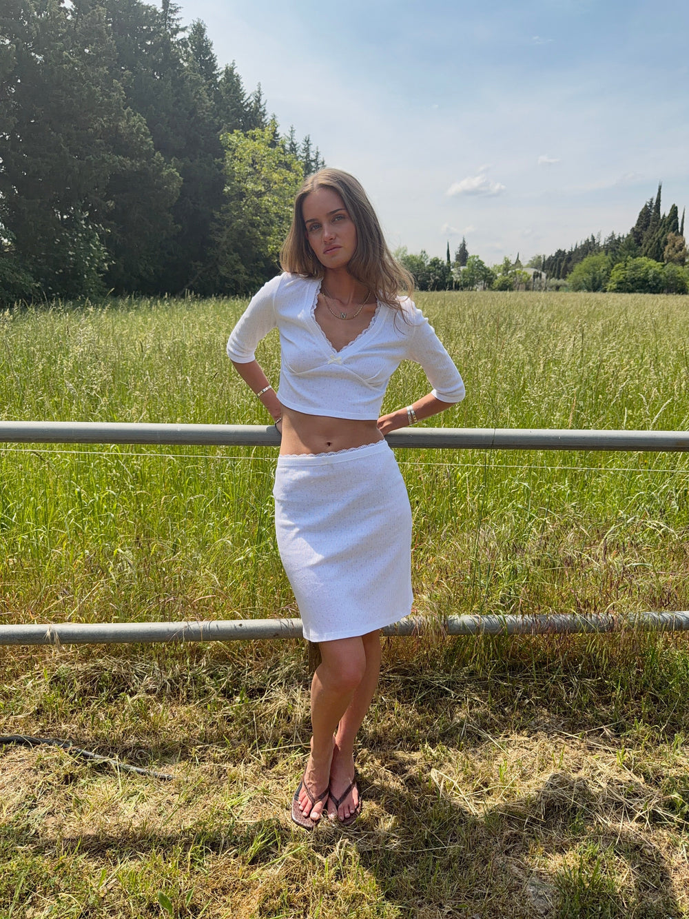 Shay pointelle skirt - White