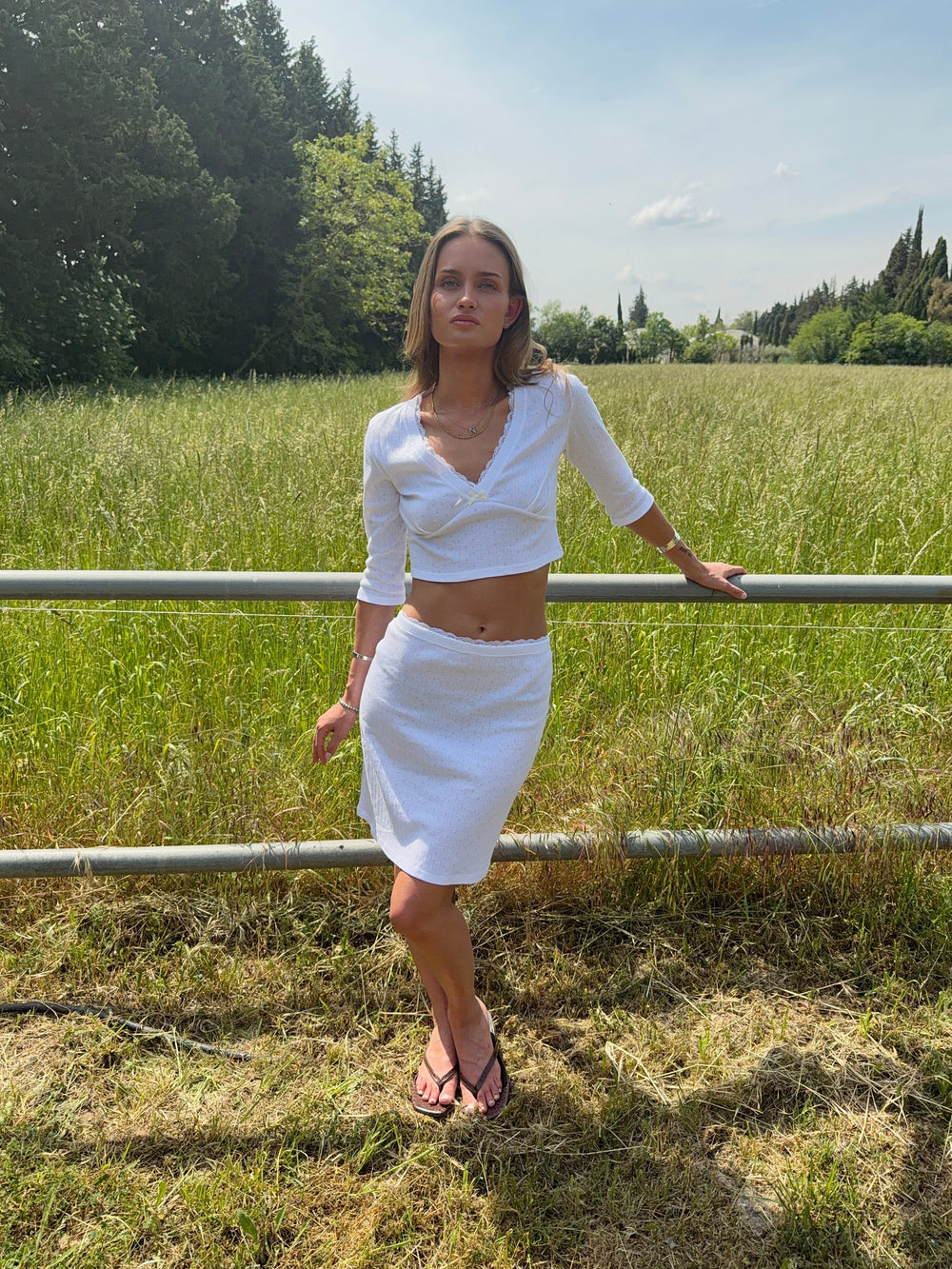 Shay pointelle skirt - White