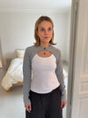 Tayla layered blouse - White/grey