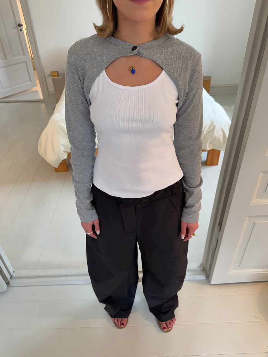 Tayla layered blouse - White/grey