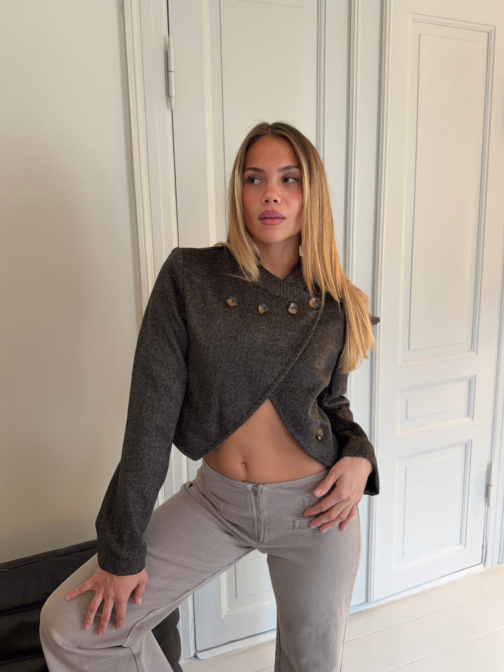 Renata asymmetric blazer - Dark brown
