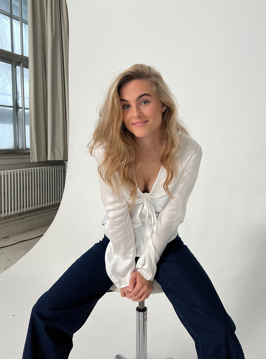 Denisi satin blouse - White