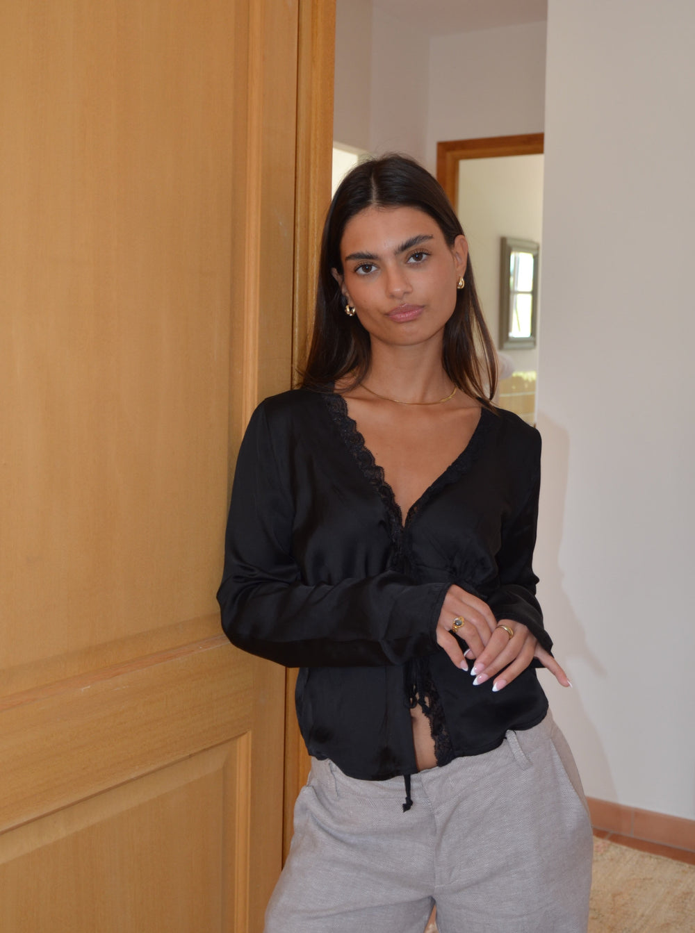 Nanna satin blouse - Black
