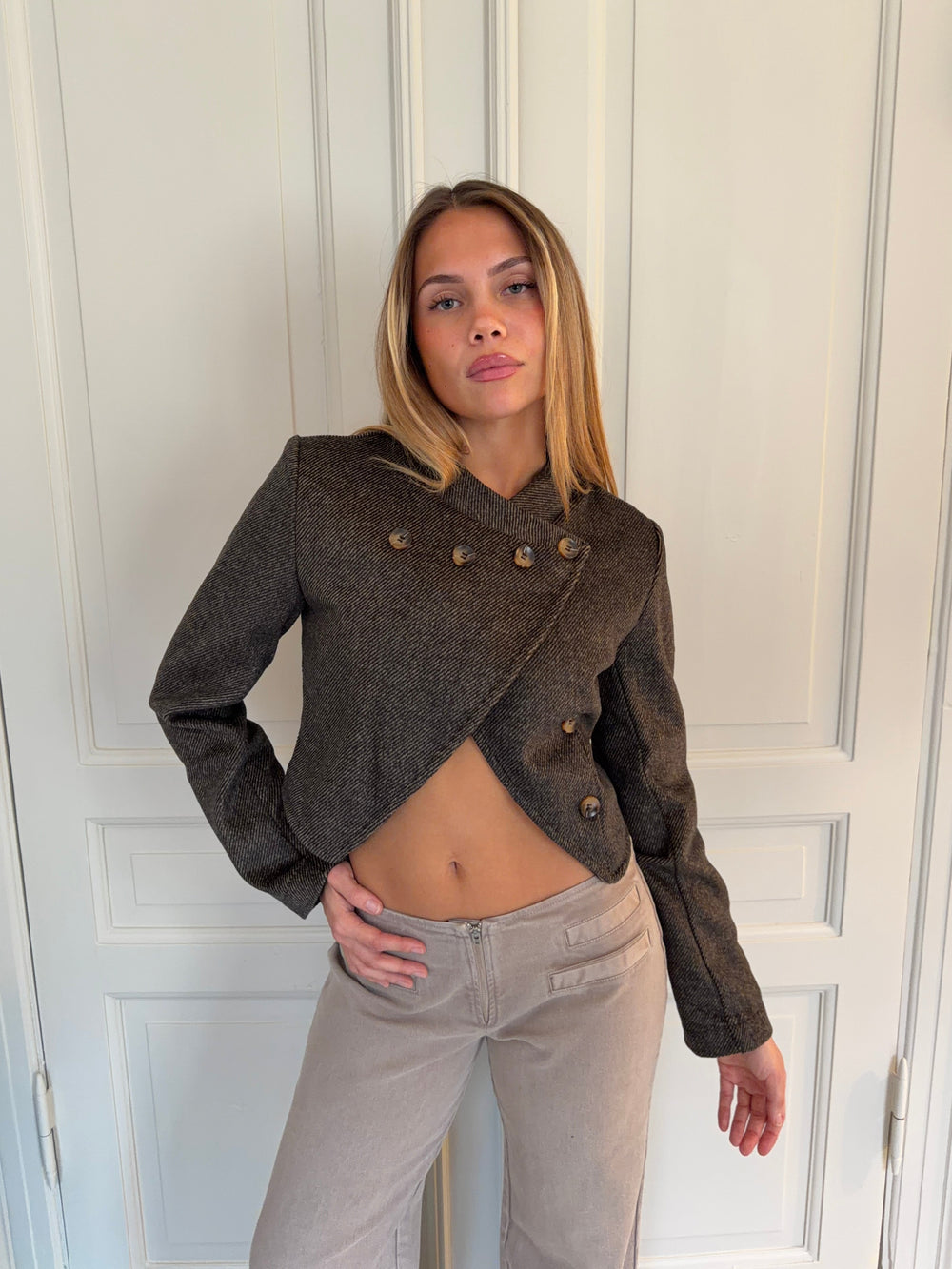 Renata asymmetric blazer - Dark brown