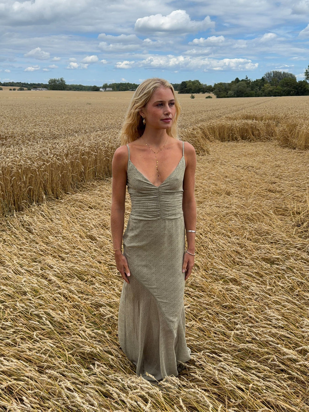 Lilje dress with pattern - Sage green